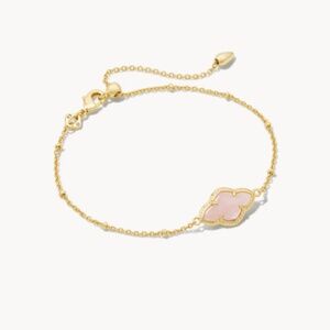 Kendra Scott "Abbie" Gold Satellite Chain Bracelet in Rose Quartz NWT